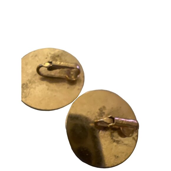 Vintage Avon Black Gold Tone Button Clip On Eighties Mob Wife Statement Earrings - Picture 2 of 3